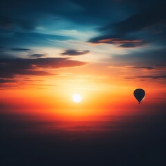 The silhouette of Balloon on sky at sunset - obrazy, fototapety, plakaty