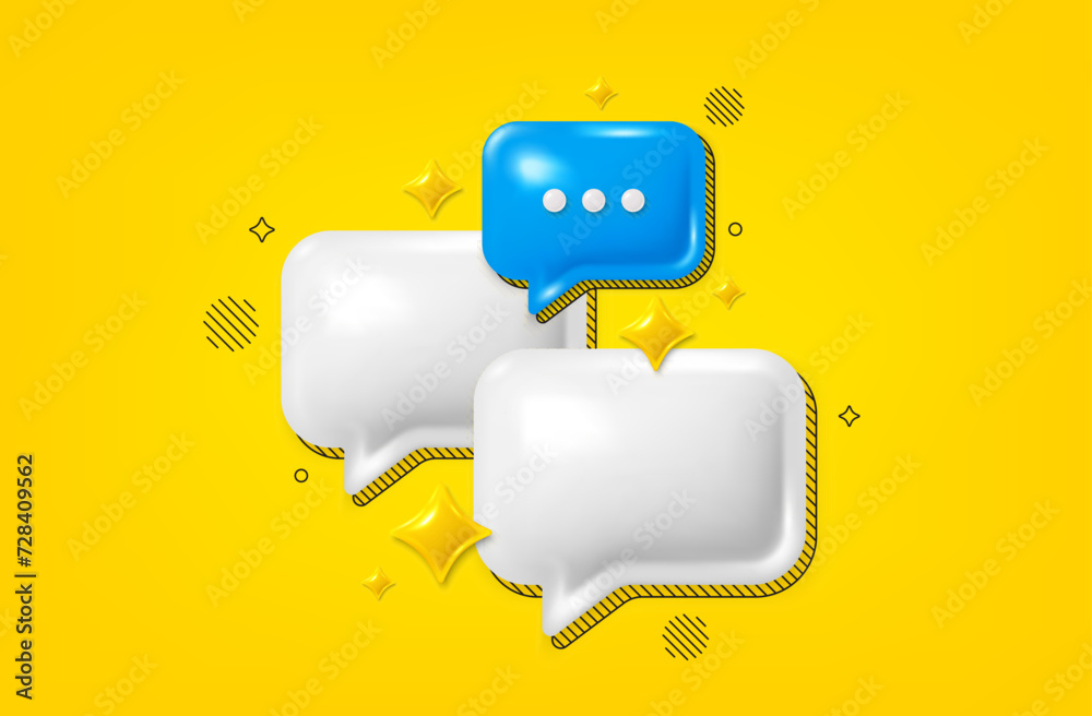 Poster speech bubble 3d icon. chat dialog comment with ellipsis icon. talk message boxes. modern realistic 