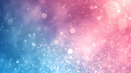 a colorful abstract composition of pink, blue, and purple hues, with a galaxy-like pattern of white speckles and bokeh effects.