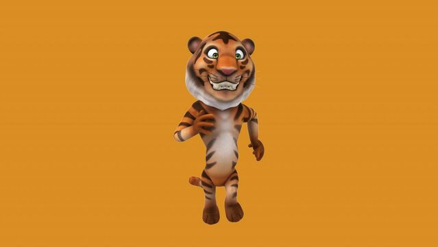 Fun 3D cartoon tiger running (with alpha channel included)