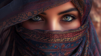Beautiful eyes of oriental woman in burqa, Islam, hijab