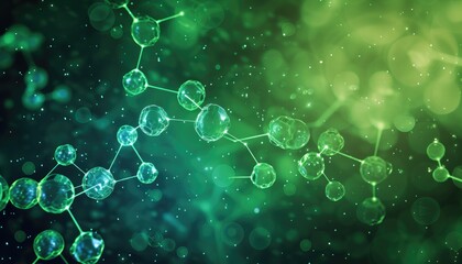 Abstract green molecules background, chemical compounds for pharmacy or medicine theme backdrop