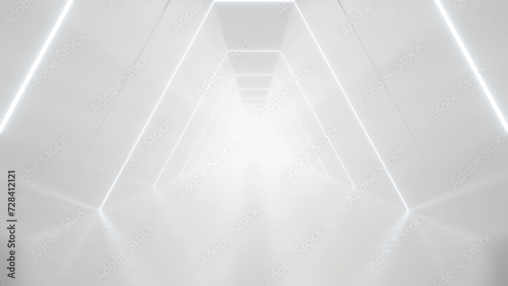Poster abstract white futuristic triangle tunnel architecture