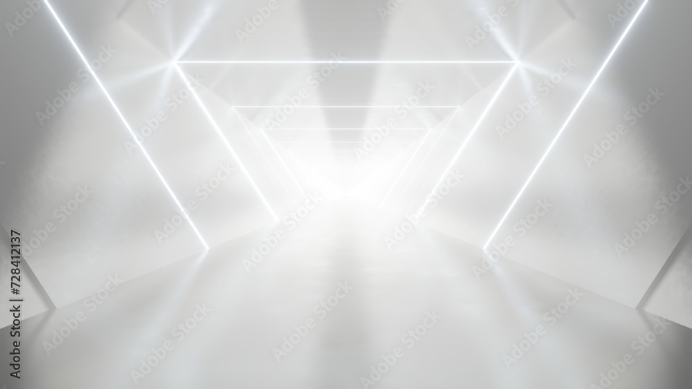 Aufkleber abstract white futuristic triangle tunnel architecture