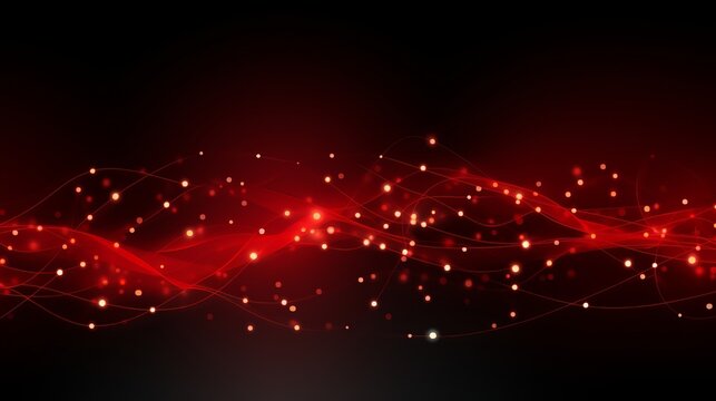 Abstract red particle mesh background with technological elements and futuristic design