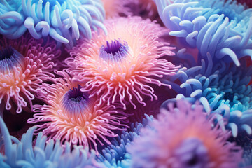 Naklejka na ściany i meble Dazzling Depths, Vibrant Anemone Texture Captures Underwater Magic