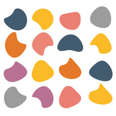 Modern liquid irregular blob shape abstract elements graphic flat style design fluid vector illustration set. 123