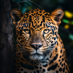 "Artistry in the Wild: A Free Photo of a Jaguar's Intense Stare, Brought to You by Generative AI in the Heart of Africa"