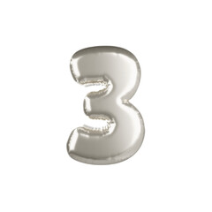 3d Silver Balloon Number 3