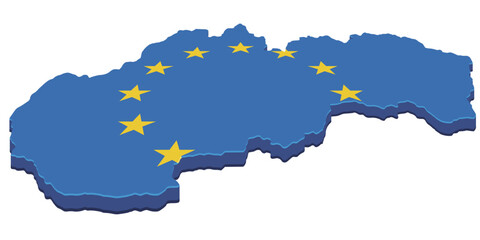 Obraz premium 3D map of Slovakia in the colors of the European Union flag (cut out)