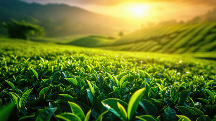 Tea Plantation in the morning light, Chiang Rai, Thailand
