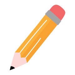 Flat pencil with eraser icon.