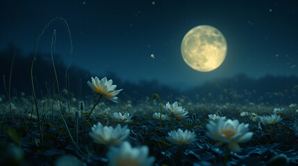 Fototapeta na wymiar a flower that blooms only under the full moon's light. 