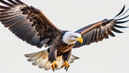 Fototapeta premium american eagle flying on white background