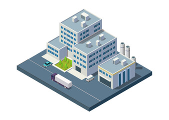 Isometric Industrial Factory and Warehouse