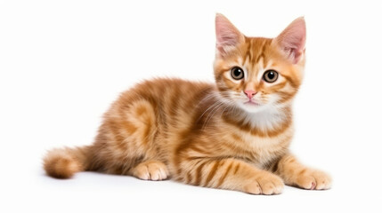 Obraz premium Cute cat on a white background. Copy space.