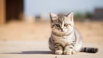 Naklejka premium A cute grey cat sitting