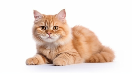 Cute orange cat on a white background.