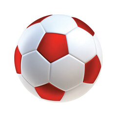 3d soccer ball icon white and red color. 3d vector render Symbol or emblem football . Vector illustration