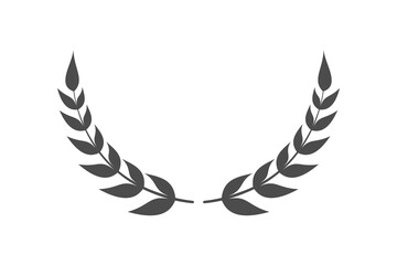 Laurel wreath graphic icon. Floral heraldic element made of laurel branches. Sign isolated on white background. Vector illustration