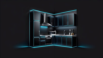 kitchen room 3d icon clipart isolated on a black background