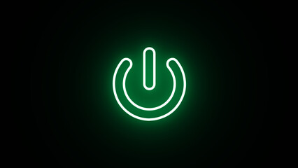 Neon glowing power button icon. Neon light power button turning on and off. neon Power Button icon on the black background. - obrazy, fototapety, plakaty