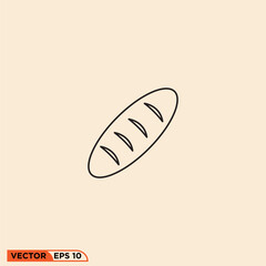Bread icon design vector graphic of template, sign and symbol, line style