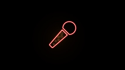 Neon microphone isolated on black background. mic icon. Karaoke neon sign.
