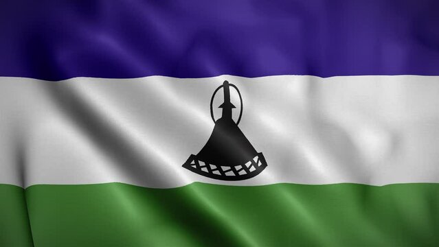 Lesotho waving flag, Flag of Lesotho Animation, Basotho Flag Closeup, 4k Basotho Flag Waving Animation