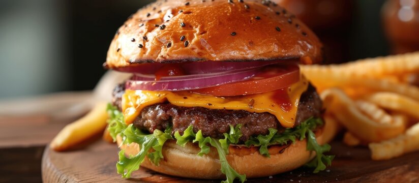 Open-faced cheeseburger