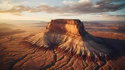 Foto op Canvas realistic photo Aerial view of sandstone Butte in Utah desert valley at sunset. generative ai © KBL Sungkid