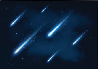 Comet in space, cosmos shower starry, comet night sky, comet illustration. vector abstract background.