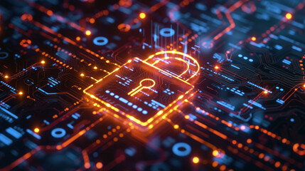 Dive into the concept of data security through an artistic depiction of encryption, featuring a digital lock set against a backdrop of binary code.