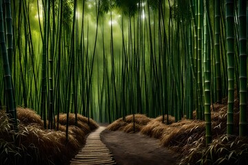 sections of bamboo habitat in the forest, hd. 