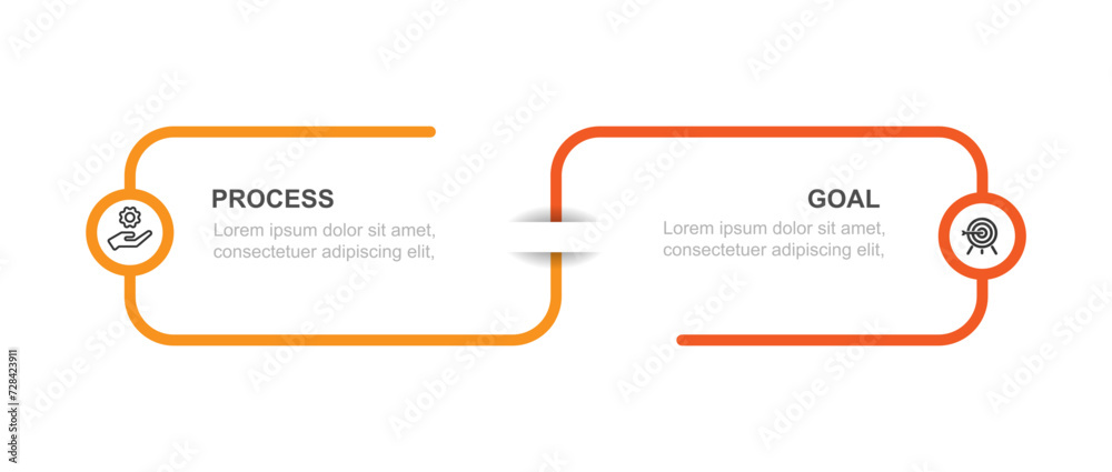 Poster 2 step line connected infographic vector element with icons suitable for web presentation and business information