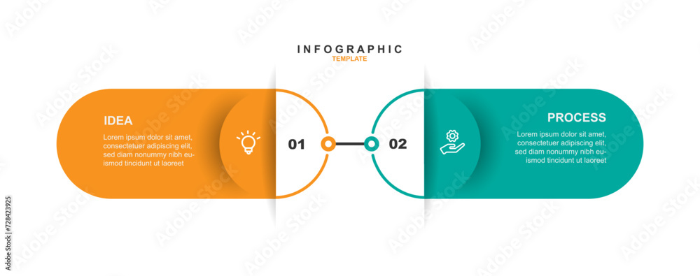 Wall mural design template infographic vector element with 2 step process or option suitable for web presentati