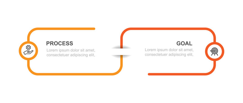 2 step line connected infographic vector element with icons suitable for web presentation and business information