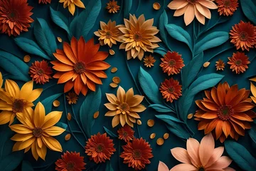 Zelfklevend Fotobehang 3D High Decoration Background Wallpaper,n3D wallpaper design with floral for photo mural background © MISHAL