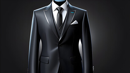 3d render of a businessman in a suit. 3d suit for formal attire isolated on a black background