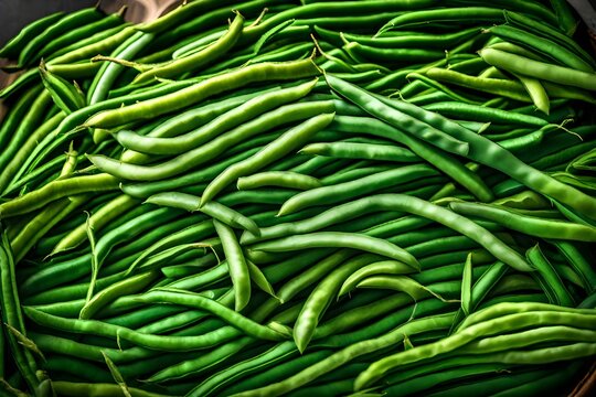 Picture a basket filled with crisp green beans, showcasing their vibrant green color and fresh, crunchy texture