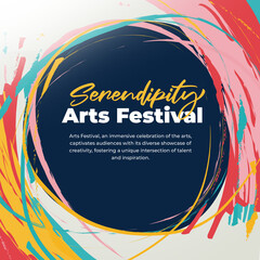 Serendipity Arts Festival Poster - Colorful Swirls: Promote the Serendipity Arts Festival with this dynamic poster featuring colorful swirls and artistic elements