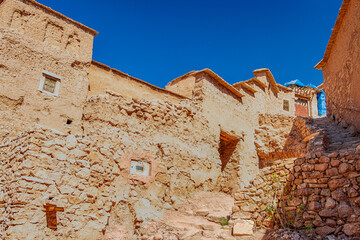 Ksar Ait Ben haddou, old Berber adobe-brick village or kasbah. Ouarzazate, Draa-Tafilalet, Morocco, North Africa.
