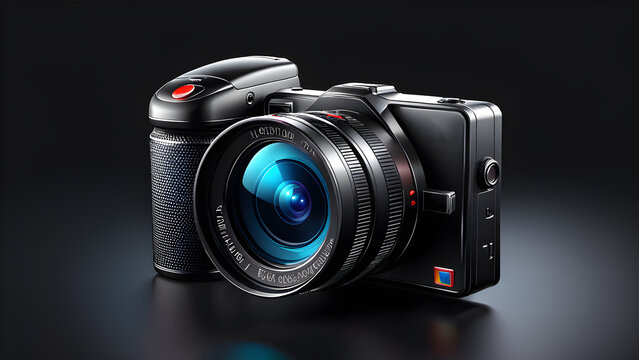 video camera3d icon isolated on a black background 