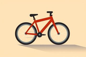 Red Bicycle on Beige Background