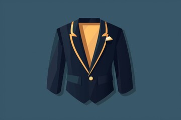 Black Jacket With Gold Trims on Blue Background