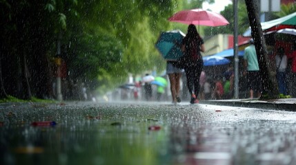 someone brings an umbrella during the rainy season