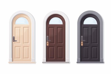 A Row of Three Doors With Arched Frames