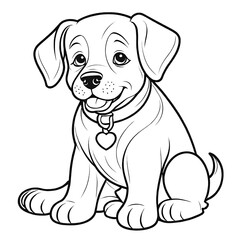 Puppy coloring pages,Dog coloring pages, Animal Coloring page
 for Kids Children stock vector illustration