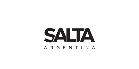 Salta in the Argentina emblem. The design features a geometric style, vector illustration with bold typography in a modern font. The graphic slogan lettering.
