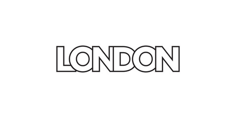 London in the Canada emblem. The design features a geometric style, vector illustration with bold typography in a modern font. The graphic slogan lettering.